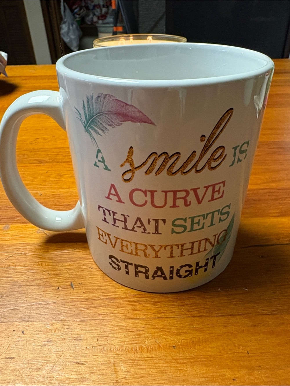 Large Ceramic Inspirational White Mug with Multicolor Text